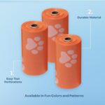 Best Pet Supplies Dog Poop Bags (240 Bags) for Waste Refuse Cleanup, Doggy Roll Replacements for Outdoor Puppy Walking and Travel, Leak Proof and Tear Resistant, Thick Plastic – Orange