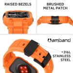 amBand Bands Compatible with Apple Watch 9/8/7 45mm, M1 Sport Series Rugged Case with TPU Strap Military Protective Tough Cover Bumper for iWatch SE2/SE/6/5/4/3 44mm 42mm Men Orange