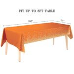 Jepeux 2 Packaging Orange and Gold Plastic Tablecloth, 54 inch x108 inch Rectangular Disposable dot Party Table Cover, Suitable for Birthday, Graduation, Restaurant, Wedding Decoration Tablecloth