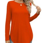 XIEERDUO Tunic Tops for Women Loose Fit Dressy Orange Long Sleeve Halloween Shirts Woman 2024 Fall Fashion XL