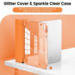 INFILAND Compatible with iPad 10th Generation Case, iPad Case 10th Generation 10.9 Inch, Glitter Leather Cover with Sparkly Crystal Clear Back, Pencil Holder, Anti-Yellowing (Fiery Orange)