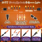 Orange Halloween Lights, 50.8 FT 40 of 200 Count Incandescent Halloween Twinkle Lights, End to End Connectable Halloween Decorations Outdoor, Halloween Mini Lights for Tree Garden