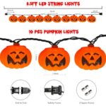 Abeja Halloween Pumpkin String Lights, 8.5Ft Pumpkin Orange String Lights with 10 Jack-O-Lantern Lights, Bat Face Pumpkin Lights for Home Room Garden Halloween Party Decorations