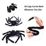 Halloween Decorations Big Spider 4.9 Ft Black Soft Hairy Scary Spider Fake Large Pops for Halloween Outdoor Yard Party