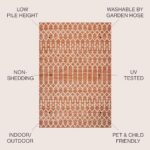 JONATHAN Y SMB108P-4 Ourika Moroccan Geometric Textured Weave Indoor Outdoor Area-Rug, Bohemian Rustic Scandinavian Easy-Cleaning,Bedroom,Kitchen,Backyard,Patio,Non Shedding, 4 X 6, Orange/Cream