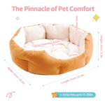 Made4Pets Cat Beds for Indoor Cats – Dog Beds for Small Dogs, Round Pet Bed for Puppy and Kitten, Washable Dog Bed with Anti-Slip Bottom, Removable Dual-Fabric Cushion for All Season, Orange