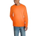 Fruit of the Loom Men’s Eversoft Cotton T Shirts, Breathable & Moisture Wicking with Odor Control, Sizes S-4X, Long Sleeve-Safety Orange