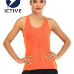 ICTIVE Women’s Cross Backless Racerback Yoga Tank Top, Workout Muscle Shirt – Neon Orange M