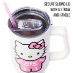 Silver Buffalo Sanrio Hello Kitty Halloween Spooky Skeleton Costume Stainless Steel Tumbler with Handle and Straw, Fits in Standard Cup Holder, 40 Ounces