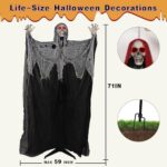 Barleit 71” Life Size Halloween Decorations, Halloween Skeleton with Light-Up Eyes & Sound Adjustable Arms Swaying Body Voice/Touch Sensing, Halloween Animatronics for Indoor/Outdoor Yard Lawn Decor