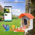 Bird Feeder with Camera,AI Identify Birds Species,Smart Birds Camera with Solar Powered,Auto Record 1080P Birds Video in Backyard,Instant Notifications,Ideal Gifts for Family and Bird Lovers,Orange