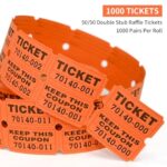 L LIKED Raffle Tickets Double Rolls 1000 per Roll 50/50 Raffle Tickets for Events, Entry, Class Reward (Orange)