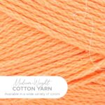 Lion Brand 24/7 Cotton Yarn, Lightweight Yarn for Knitting, Crocheting, and Crafts, Creamsicle, 1 Pack