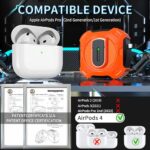 RFUNGUANGO for AirPods 4th Generation Case, 2024 New Space Theme Case. Compatible with AirPods 4th Generation, with Locking Feature, Military Grade Drop Protection, Works with MagSafe.[Orange]