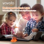 VAVOFO Rechargeable Book Light, Blue Light Blocking, Amber 1600K Clip On Reading Light, Eye Care 7 LEDs Kids Book Light for Reading in Bed with Power Indicator for Bookworms (Neon Orange)