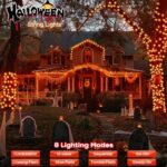 Orange Halloween Lights Outdoor Indoor Connectable – 65.6ft 200 LEDs Halloween Decorations Lights Waterproof Black Wire Tree Light for Halloween Party Room Patio Garden