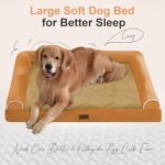 Large Dog Bed Orthopedic Washable: Beds Bolster XL Bed Medium Large Dogs Egg Crate Foam Couch Sofa Waterproof with Removable Cover – Orange