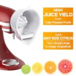 HOZODO Juicer Attachment for Kitchenaid Stand Mixer, Juicer for Kitchenaid Mixer Accessories with 2 Size Reamer, Pressure Activated Citrus Juicer Attachment for Orange, Lemon, Grapefruit Juice