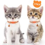 Taglory Kitten Collar Breakaway with Bell, 2 Pack Girl Boy Pet Kitten Collar Adjustable 6-8 Inch for 2-6 Months Cat, Orange