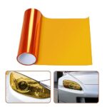 KOMAS 12” X 48” Tint Vinyl Film Sticker Sheet Roll for Car Headlight, Tail Lights, Fog Lights with Squeegee + Cutter (Glossy Orange)