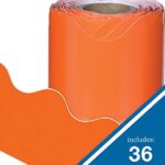 Carson Dellosa 36 Ft Scalloped Orange Bulletin Board Borders, Classroom Borders for Bulletin Board, White Board, Cork Board, Locker, and Classroom Décor, Bulletin Board Trim