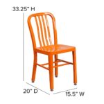 Flash Furniture Gael Commercial Grade 2 Pack Orange Metal Indoor-Outdoor Chair