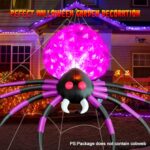 FunFanso 12 FT Halloween Inflatable Spider Outdoor Decorations for Yard, Huge Purple Crawling Spider with LED Rotating Flame, Giant Halloween Spider for Halloween Party Holiday Garden Lawn Patio Decor