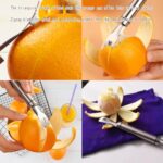 Fanlory Stainless Steel Orange Peeler?Grapefruit Peeler?Easy to Peel, Long Handle Orange Citrus Peeler Tool, Triangular-Blade & Zigzag-Shovel Orange Peeler Gadgetr (1PCS)