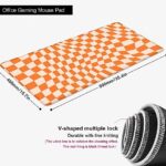 SXCKANG Orange Checkered Large Mouse Pad, Boho Pink Desk Mat Pad, Extended Kawaii Mousepad Stitched Edges Keyboard Mouse Mat, Desk Accessories for Women Office Gaming Decor, 35.4 x 15.7 in