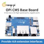 Orange Pi CM5 Base Board with 2×2.5G LAN Ports, 1×Gigabit LAN Port, 3×Standard CM5 Connectors, 4×Camera Ports, HDMI and USB, CM5 Carrier Board Compatible with Orange Pi CM5 Core Board