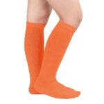 American Trends Toddler Softball Socks Orange Baseball Socks Kids Girls Soccer Socks Knee High 1 Pack Solid Orange