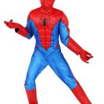 Marvel Spider-Man Official Youth Halloween Costume – Premium Quality Padded Jumpsuit with Pull On Fabric Mask (M) Red