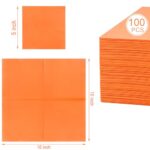 FLOWERCAT 100-Count 2-Ply Orange Napkins & Orange Cocktail Napkins – Orange Napkins Disposable Premium Quality – 5″ x 5″ Orange Paper Napkins for New Year Party,Fall,Bar,Weddings