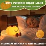 DREAMING MY DREAM Cute Pumpkin Night Light Silicone LED Lamp Rechargeable Bedside Touch Lamp,Nursery Pumpkin nightlight for Kids,Halloween Decor Toy,Breastfeeding for Baby