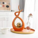 FJS Home Decor Modern Art Ceramic Statue, Orange Coffee Table Decor, Hous Decorations for Living Room Dining Room Table Centerpiece Bookshelf – Great Gift Idea 12.2″ H