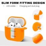 Woyinger for Airpods 4th Case Cover, Come with Cleaner Kit,Soft Skin Silicone Case Cover with Keychain, Front LED Visibl, Full Protective Case?Compatible with AirPods 4th(Orange)