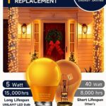 UNILAMP A15 Orange Light Bulbs for Thanksgiving Decoration, 5W Colored Light Bulb Equivalent 40 Watt, E26 Medium Base Orange LED Bulb for Holiday Party Decor, Home Porch Lighting, 4 Pack