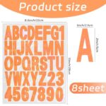 Starboling Letter Stickers,2 inch 8 Sheets Orange Alphabet Sticker,Self Adhesive Vinyl Letter Stickers Mailbox Numbers,for Arts Crafts Outdoor Sign Poster Mailbox Sign Doors Mailboxes Car Truck