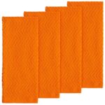 DecorRack 100% Cotton Kitchen Towels, 15″ x 25″ Absorbent Dish Towels [Premium Quality 400 GSM] Orange (Pack of 4)