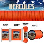 HERCULES Type III Paracord 550 Paracord Rope Parachute Cord, 50′ Neon Orange Paracord for Camping Rope, Survival Rope