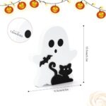 Dohia Cute Ghost Halloween Decorations Wooden Tiered Tray Decor Table Sign Halloween Decor Wooden Ghost Sign for Party Home Shelf Display ST1-YLBJ (Black Cat)