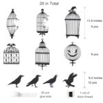 Cheerland Crow & Cage Garland Black Gothic Decorations Indoor Raven Decor Horror Birthday Party Supplies Decor Black Crow Halloween Banner