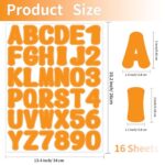 Starboling Letter Stickers,2 inch 16 Sheets Orange Alphabet Sticker,Self Adhesive Vinyl Letter Stickers Mailbox Numbers,Self Adhesive Letters Stickers for Bulletin Boards Classroom Home Decor